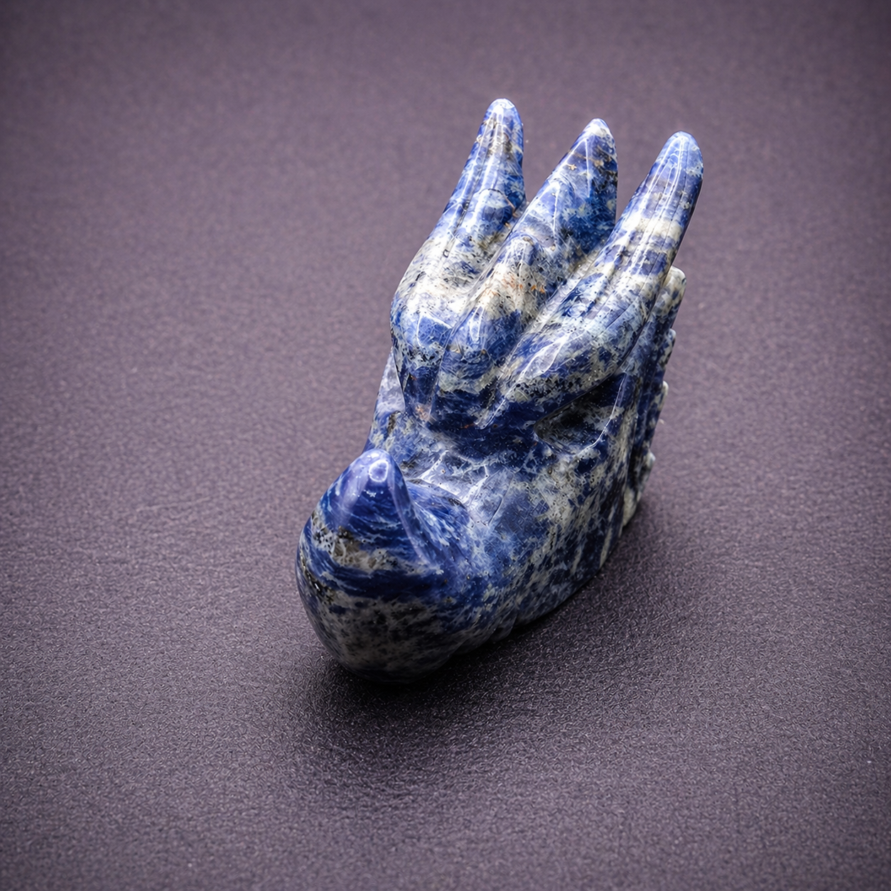 Sodalite Dragon Head Carving