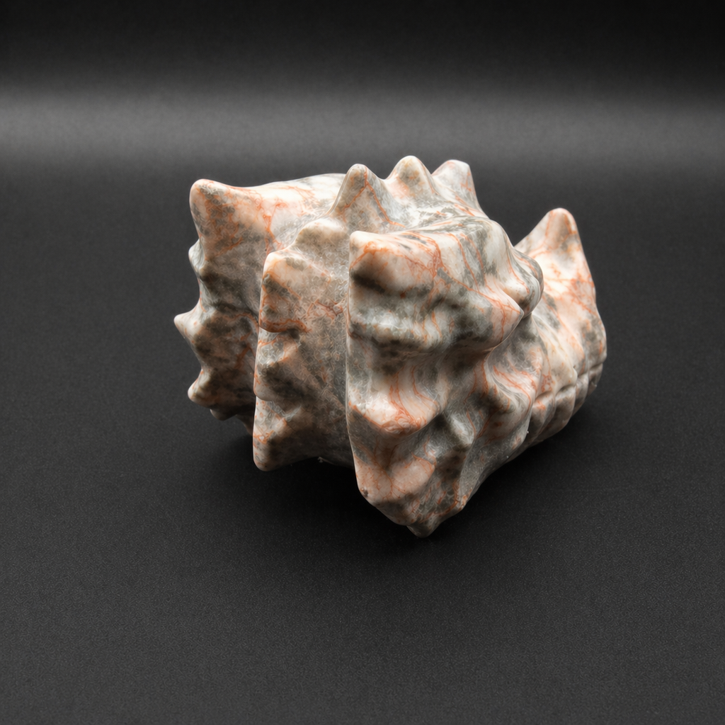 Peach and Grey Jasper Dragon Head Carving