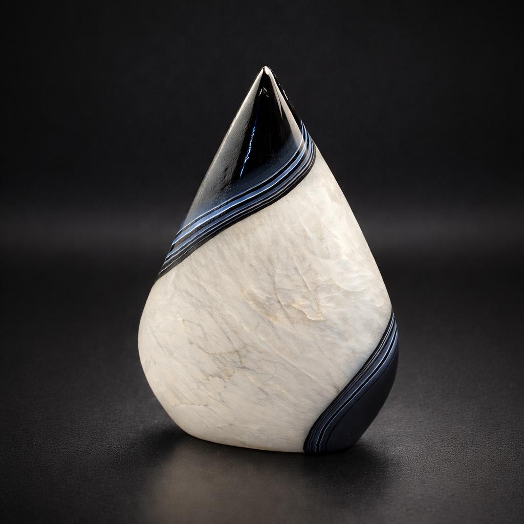 Black Banded Agate with Quartz Flame