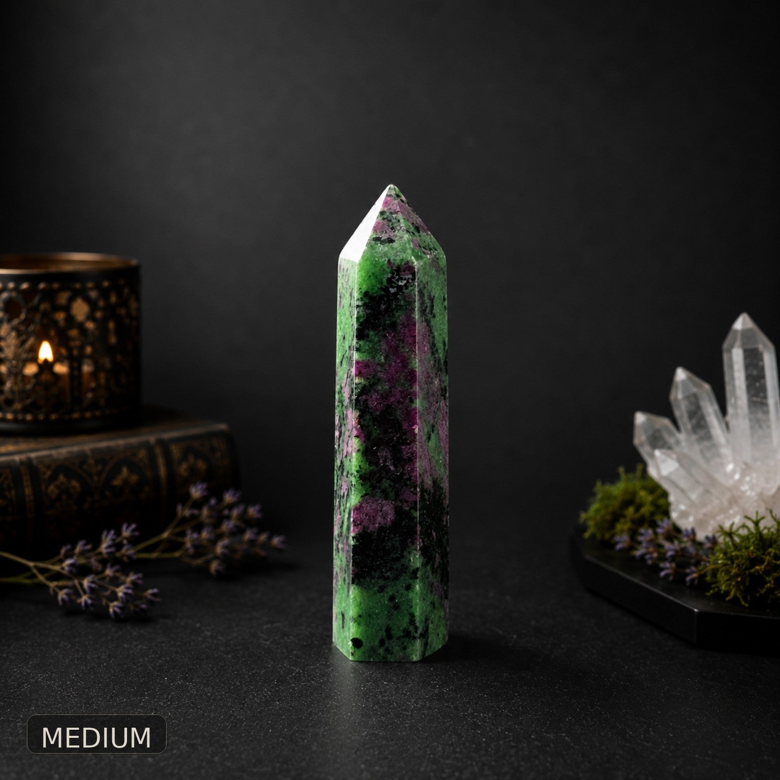 Ruby Zoisite Tower – Green Purple Polished Crystal Point