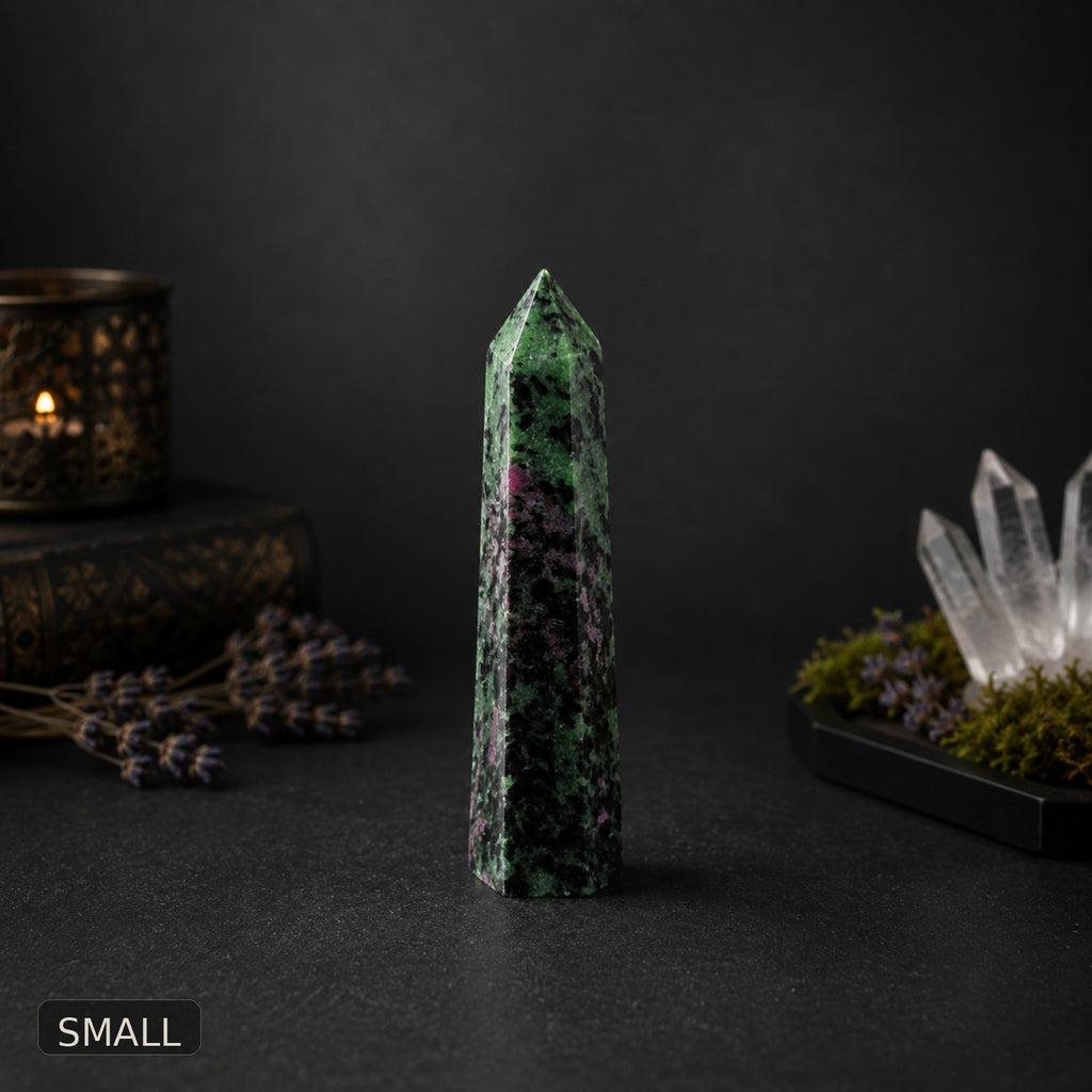 Ruby Zoisite Tower – Green Purple Polished Crystal Point