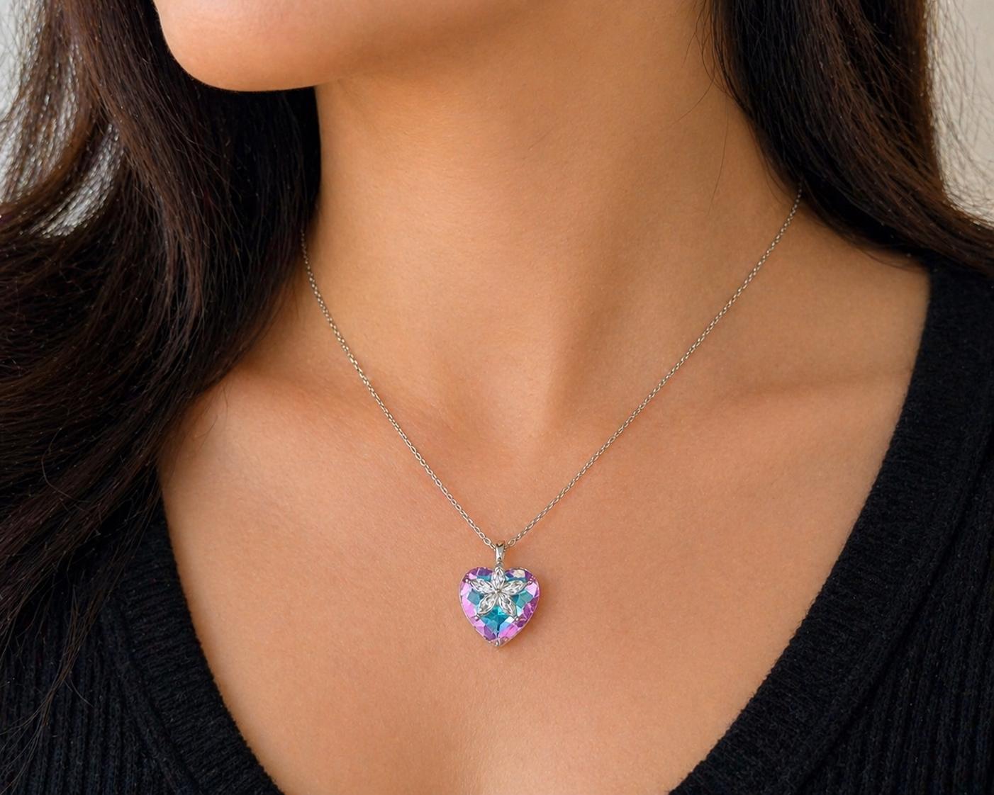 Aurora Crystal Heart Necklace