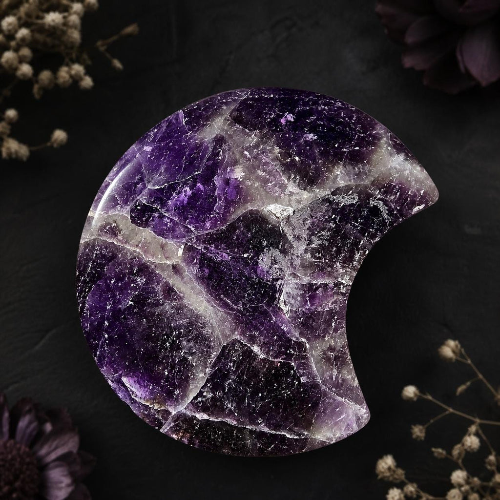 Amethyst Crescent Moon Carving