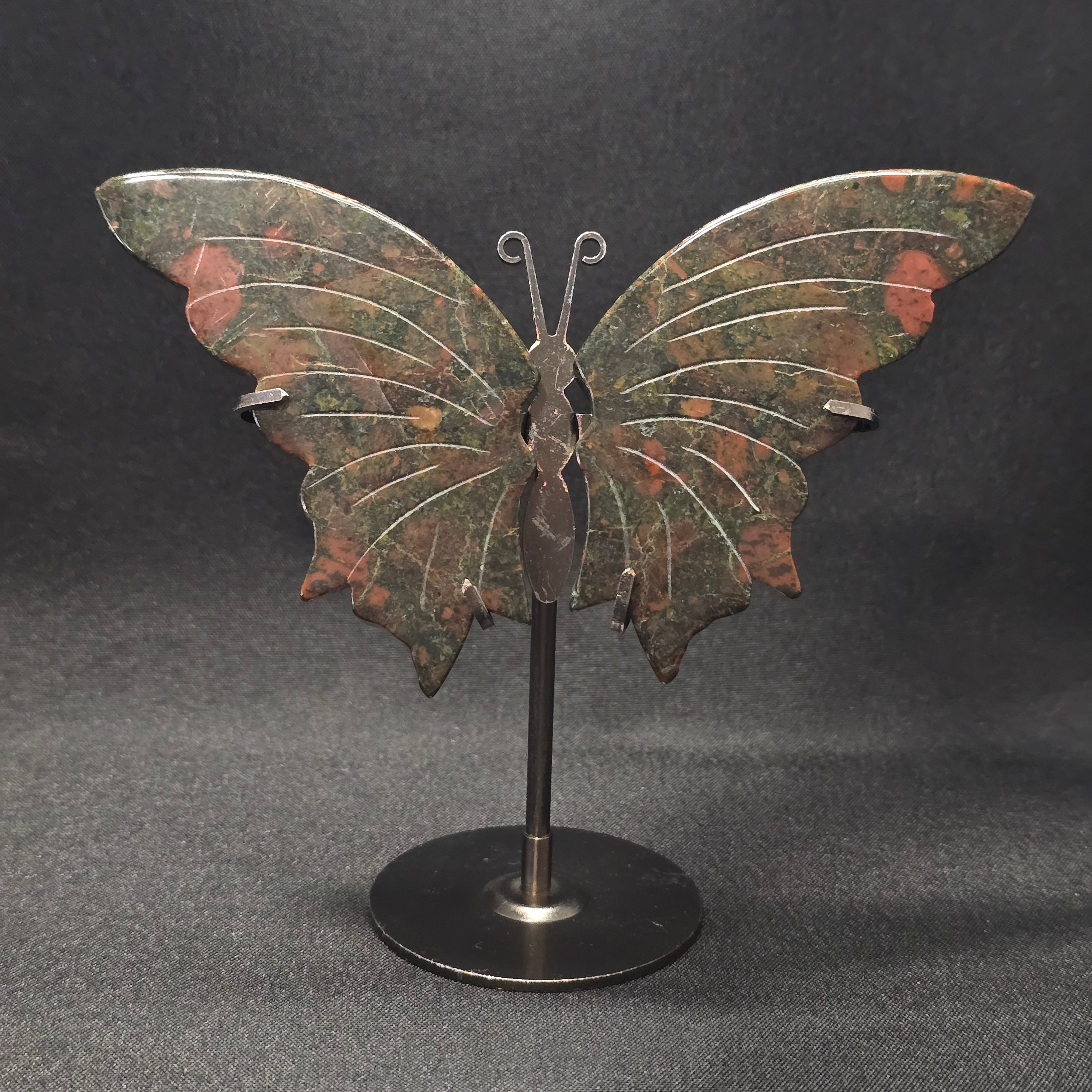 Bloodstone Butterfly Carving on Stand