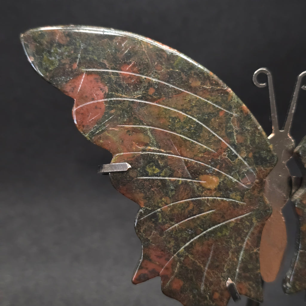 Bloodstone Butterfly Carving on Stand