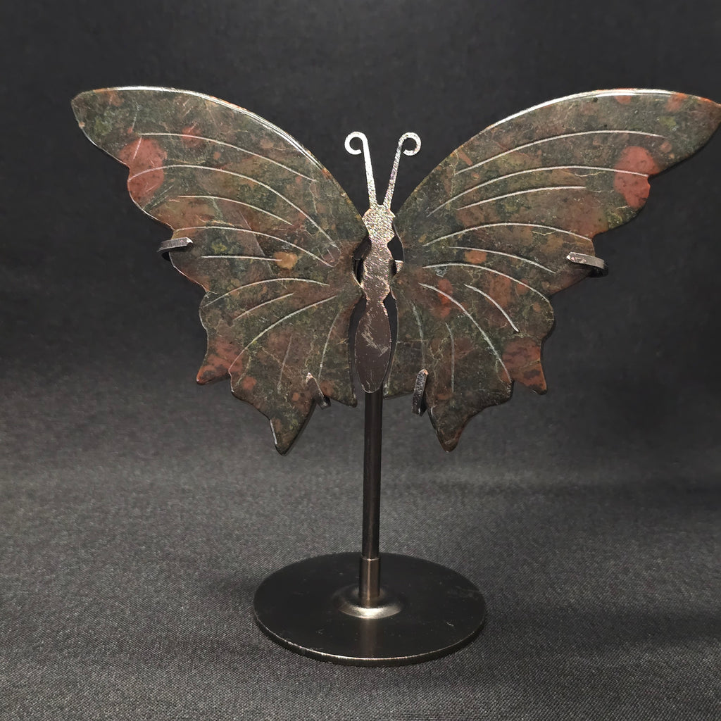 Bloodstone Butterfly Carving on Stand
