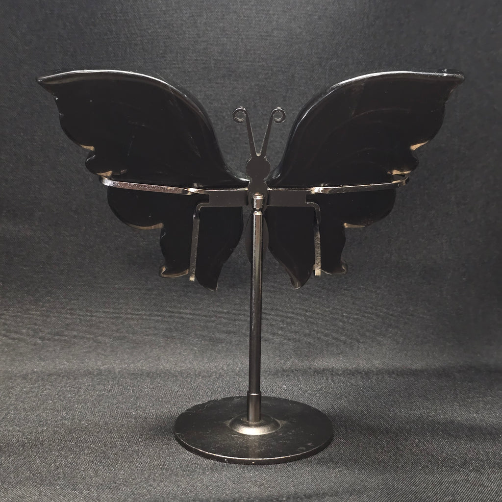 Black Obsidian Butterfly Carving on Stand