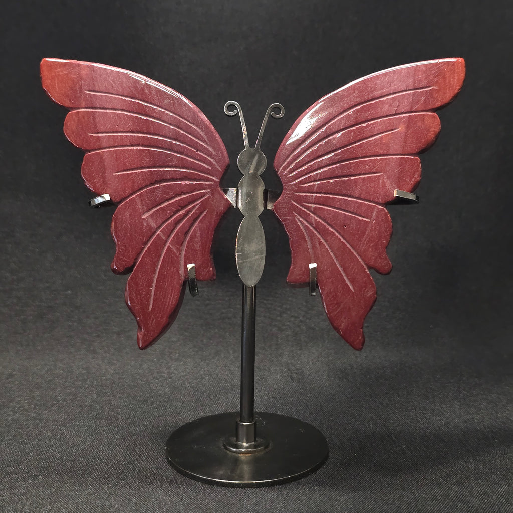 Red Jasper Butterfly Carving on Stand