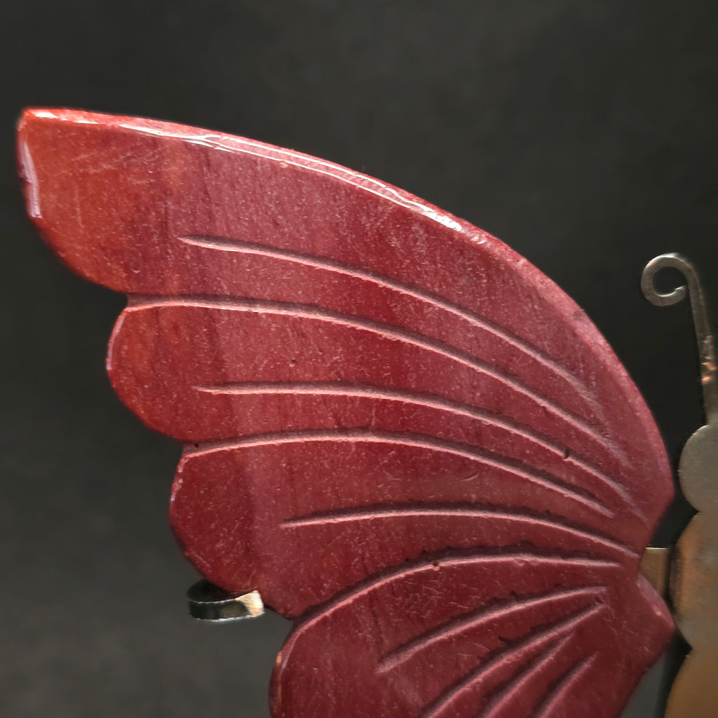 Red Jasper Butterfly Carving on Stand