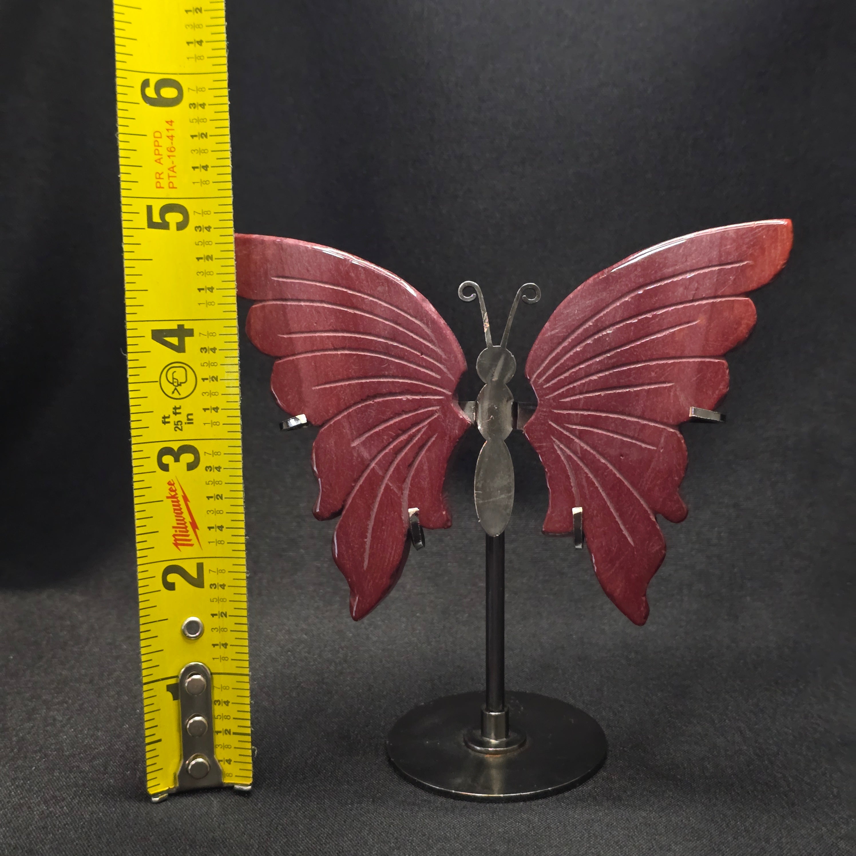 Red Jasper Butterfly Carving on Stand
