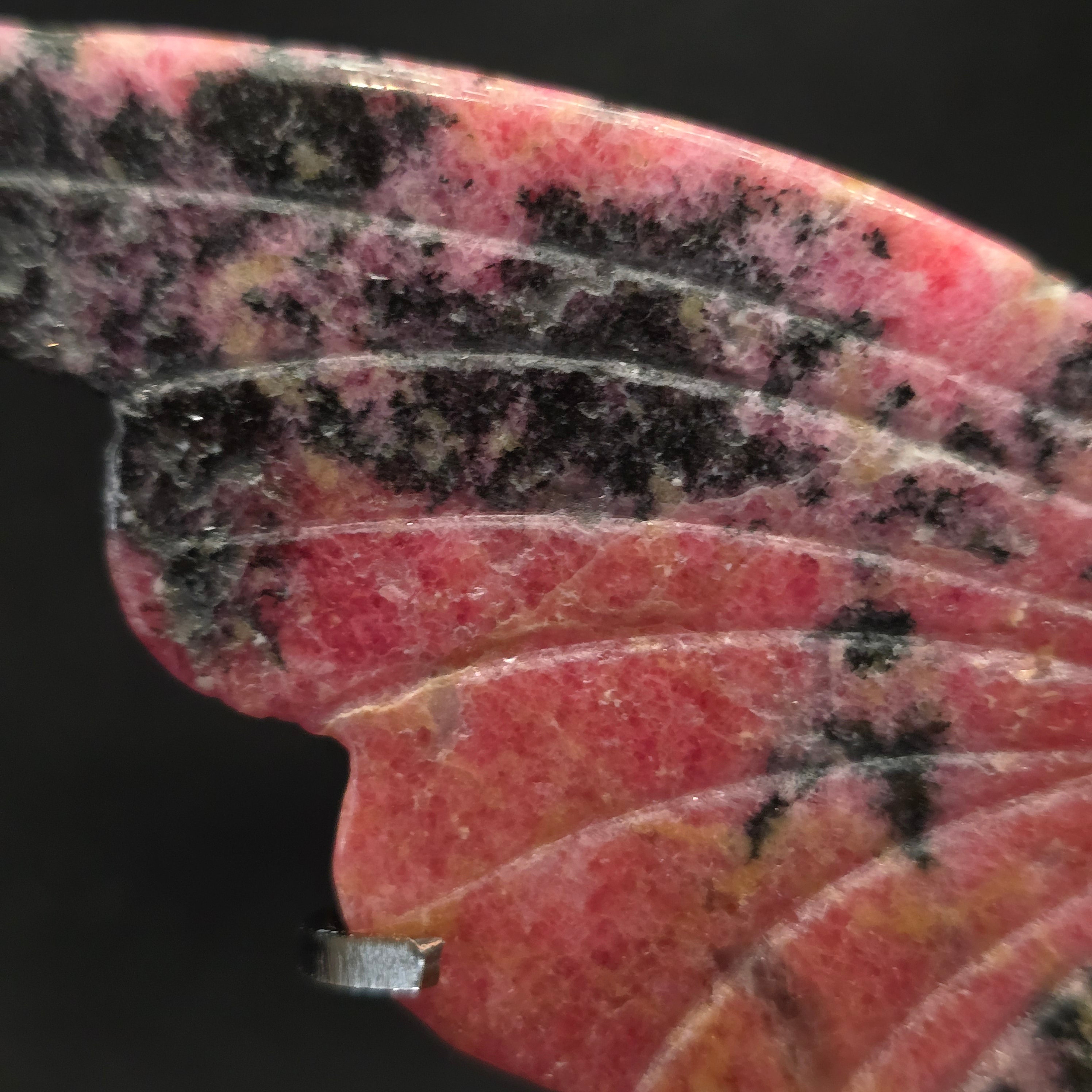 Pink Rhodonite Butterfly Carving on Stand