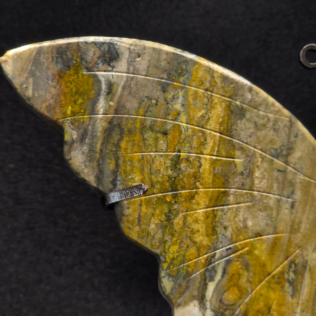 Bumblebee Jasper Butterfly Carving on Stand