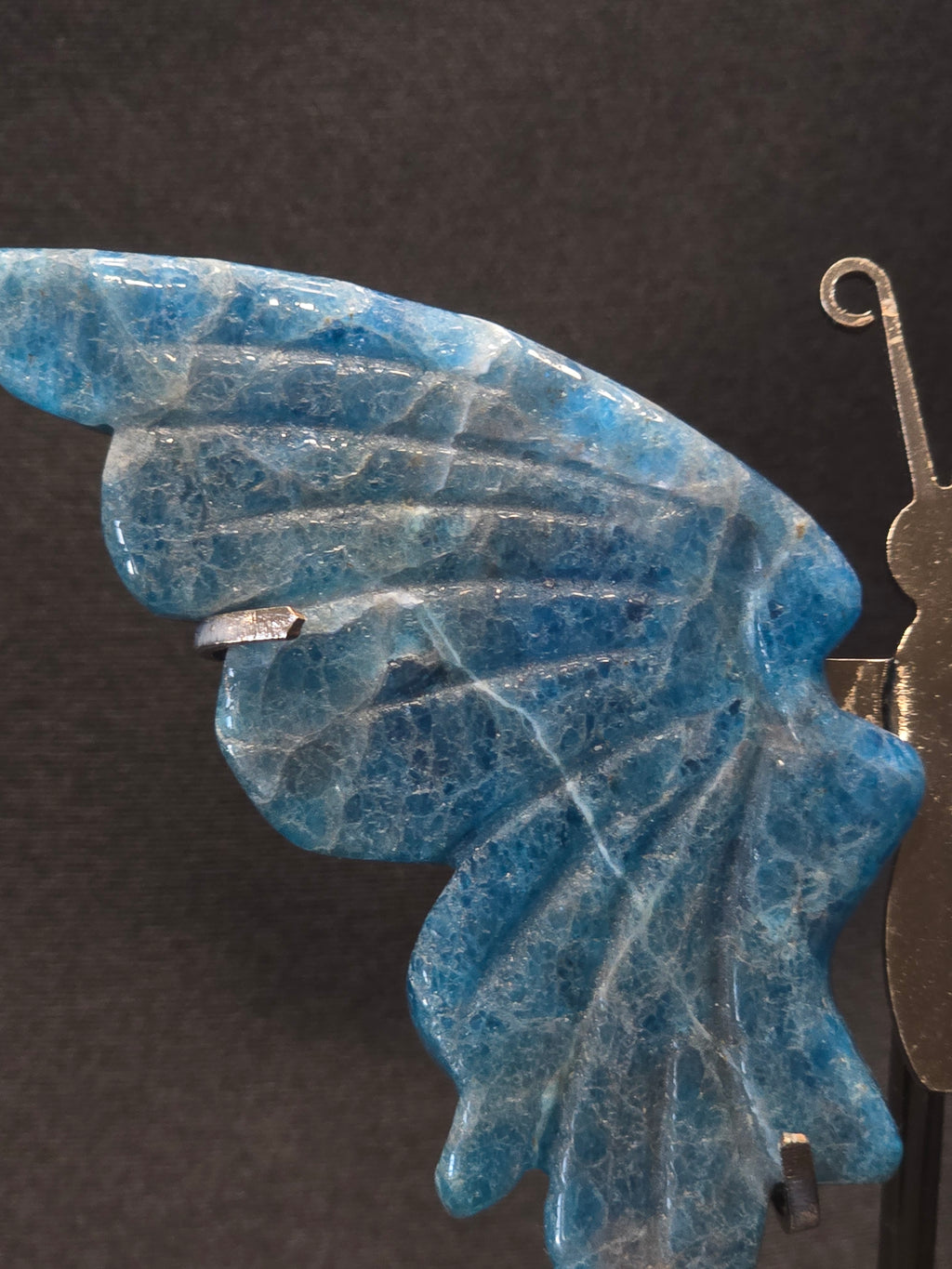 Blue Apatite Butterfly Carving on Stand