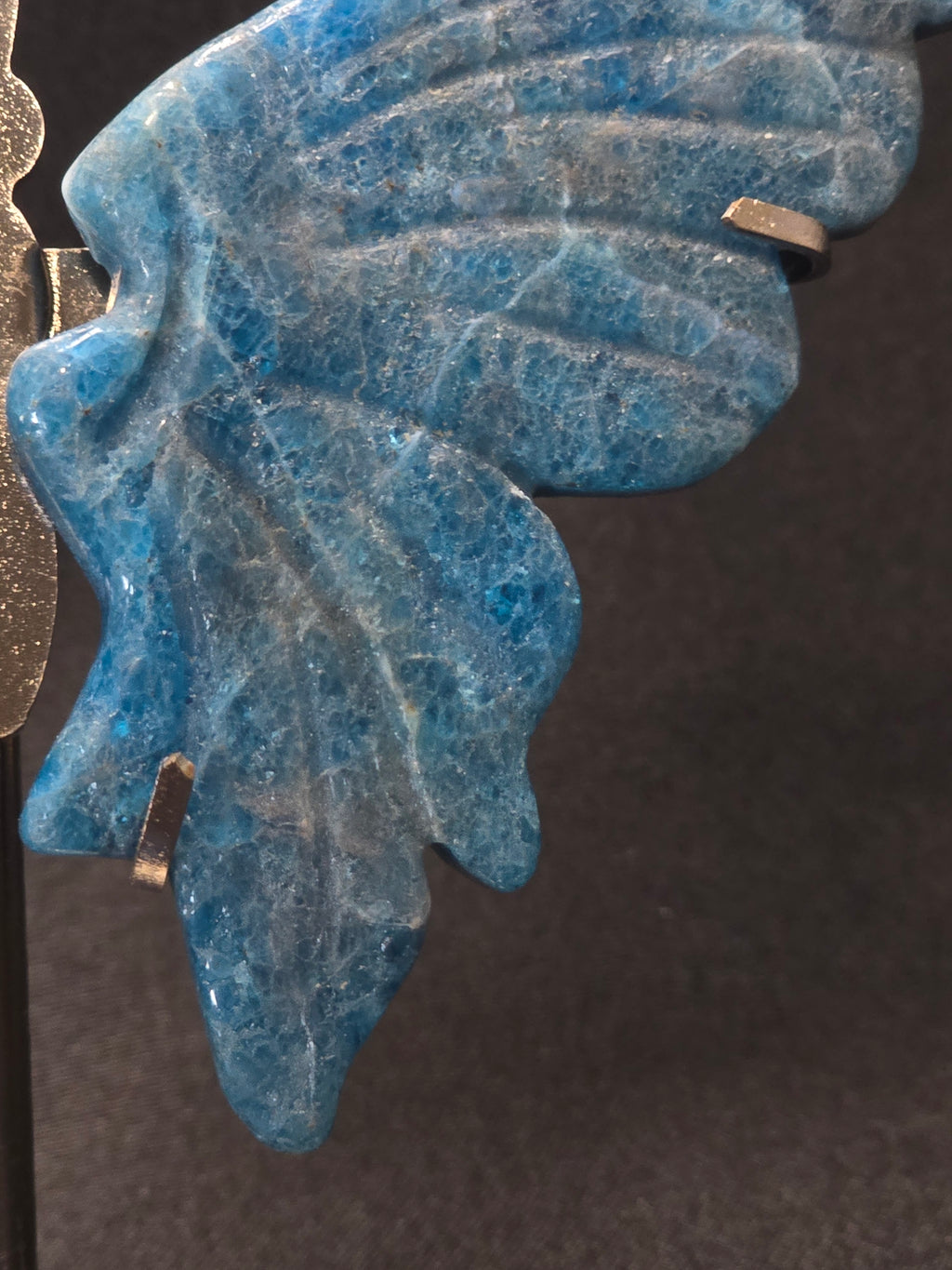 Blue Apatite Butterfly Carving on Stand