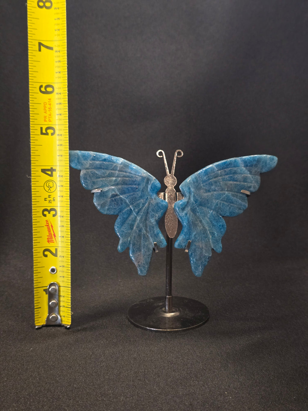 Blue Apatite Butterfly Carving on Stand
