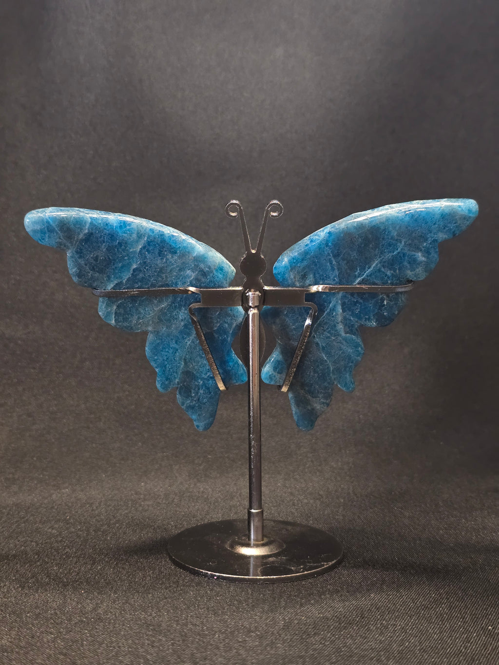 Blue Apatite Butterfly Carving on Stand
