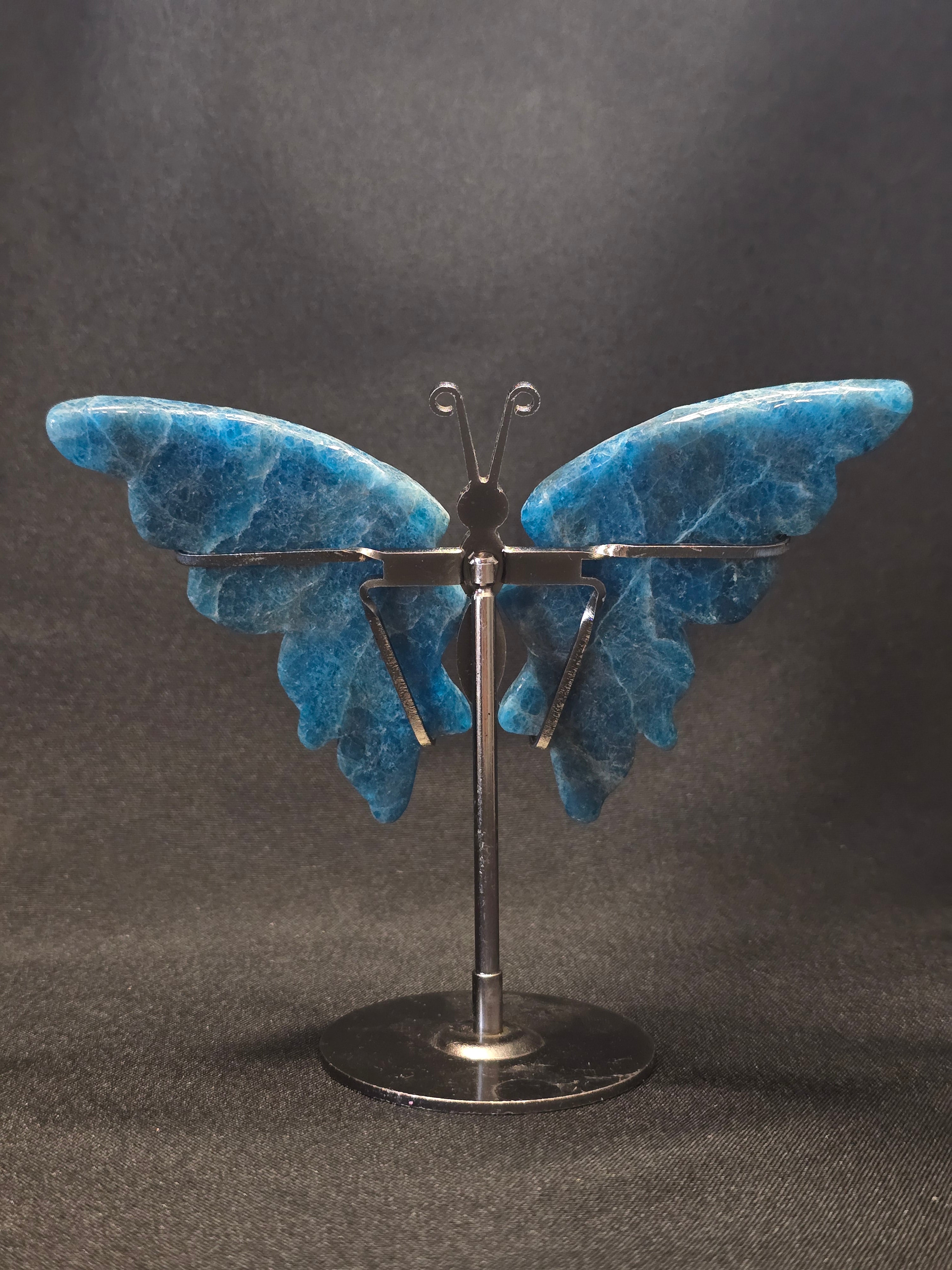 Blue Apatite Butterfly Carving on Stand