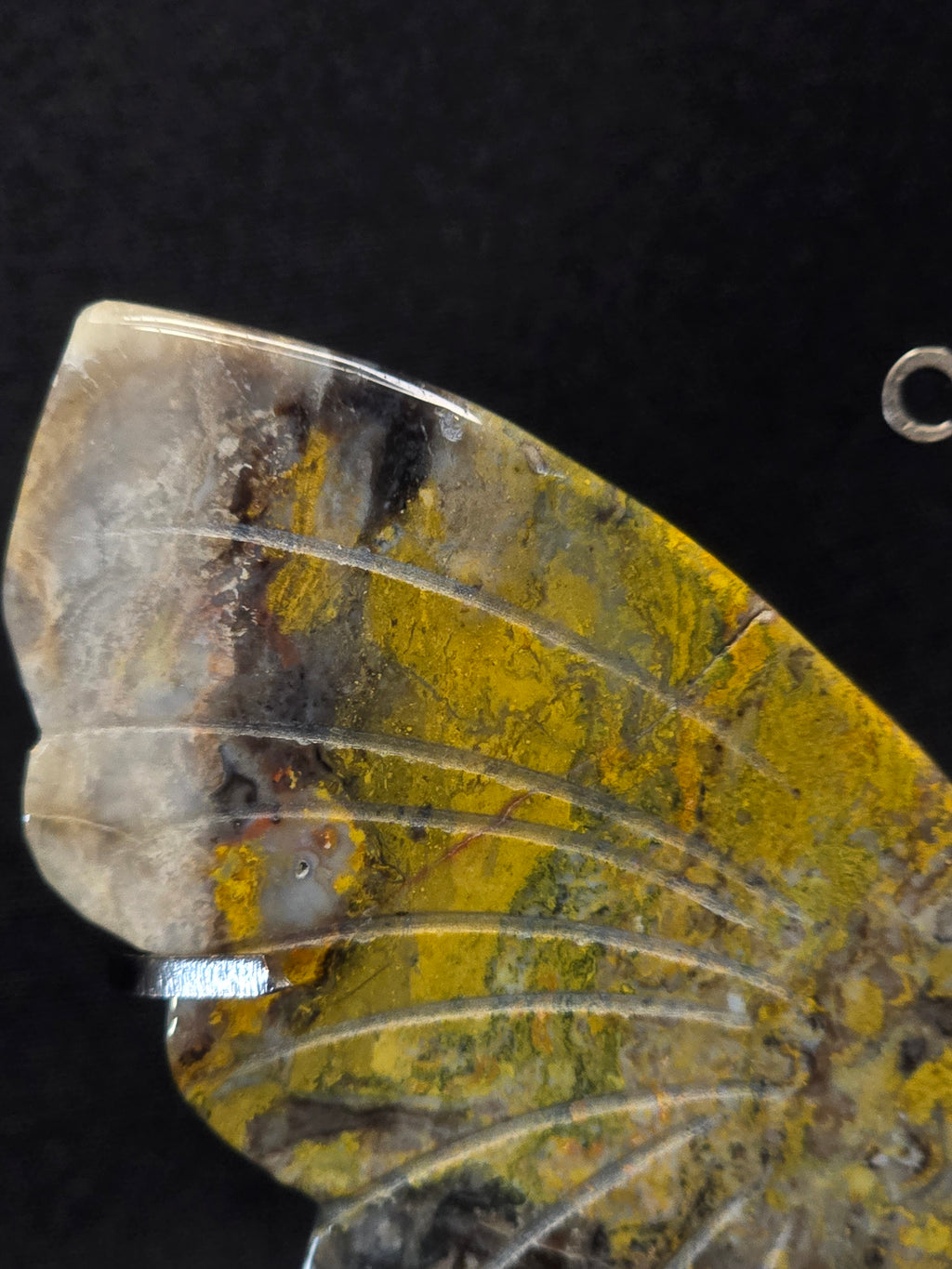 Bumblebee Jasper Butterfly Carving on Stand