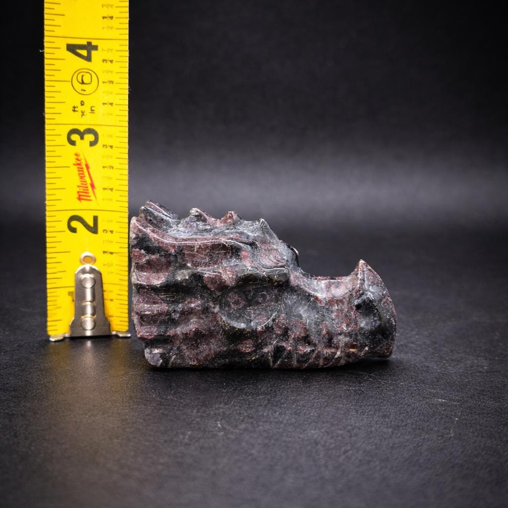 Garnet in Quartz Dragon Head Carving