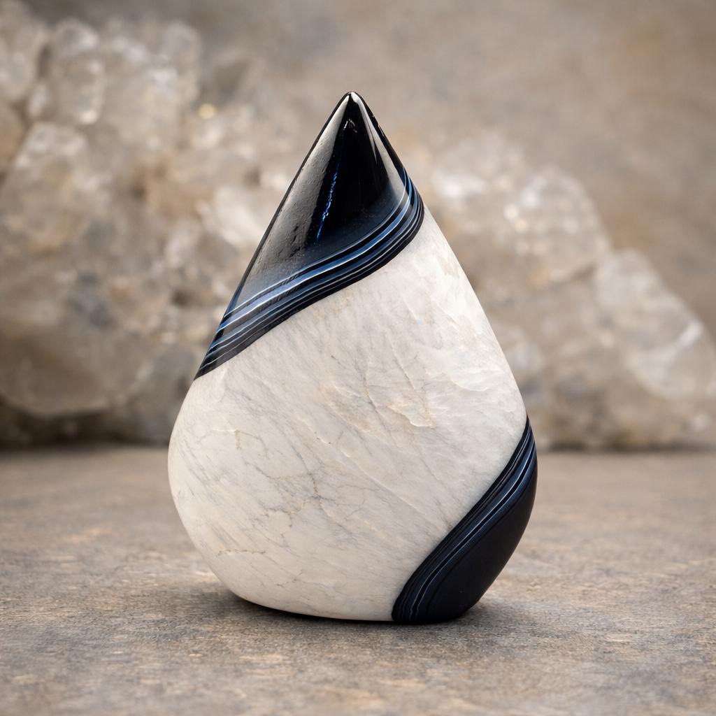 Black Banded Agate with Quartz Flame