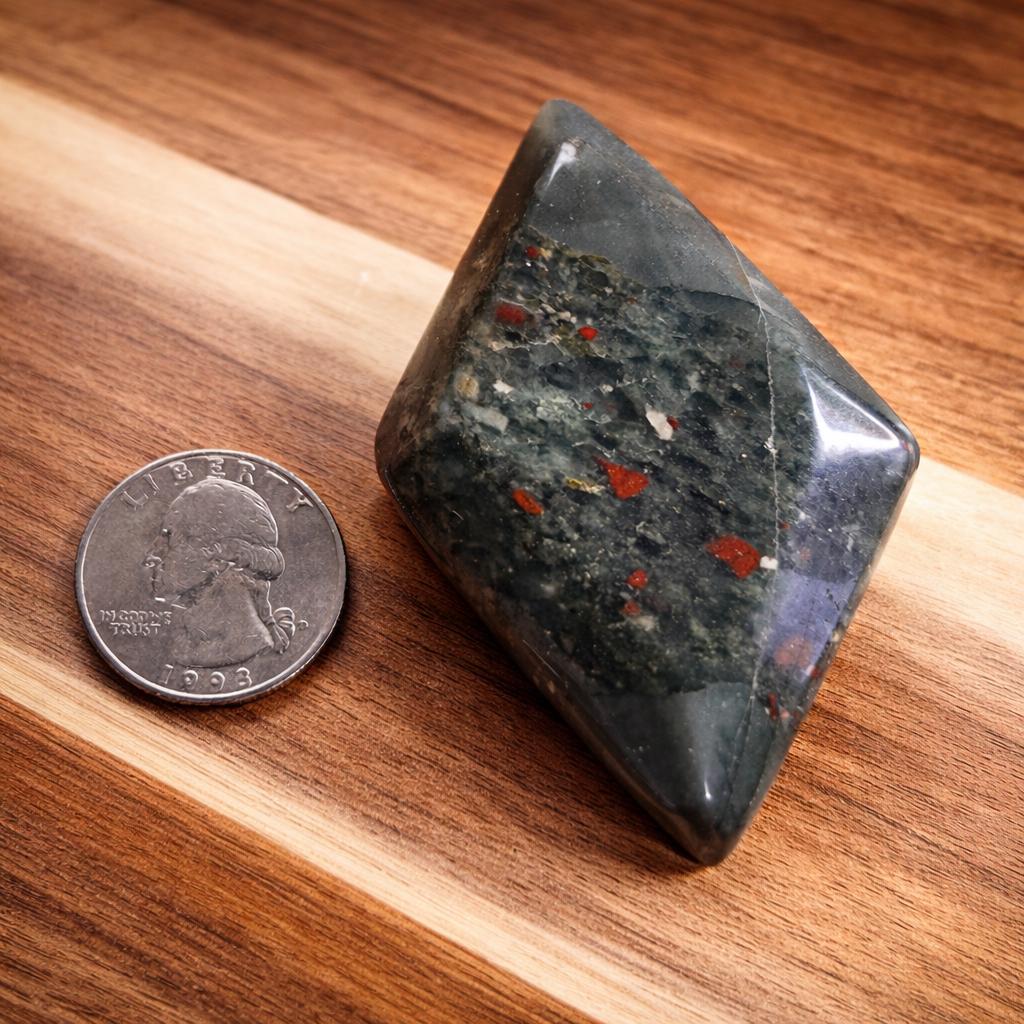 Bloodstone Freeform Crystal – Polished Green Red Grounding Stone