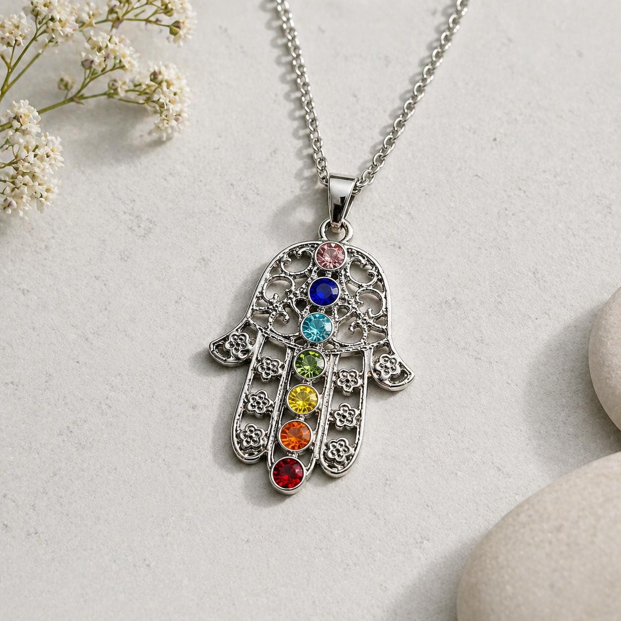 Hamsa Chakra Pendant Necklace
