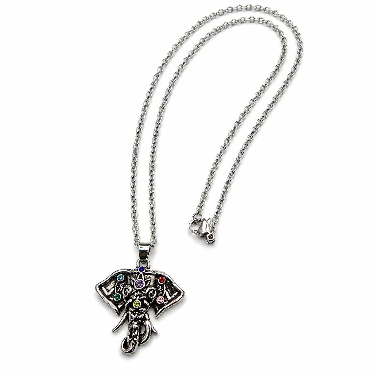 Seven Chakra Elephant Necklace