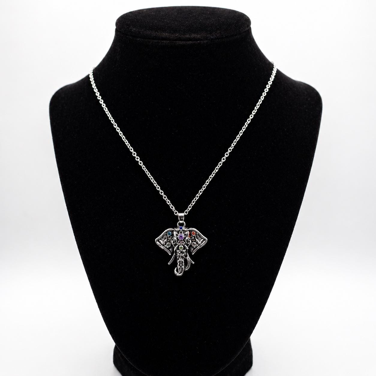 Seven Chakra Elephant Necklace
