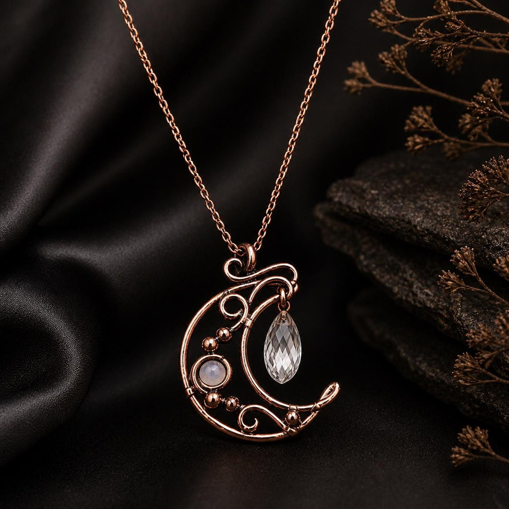 Copper Crescent Moon Necklace