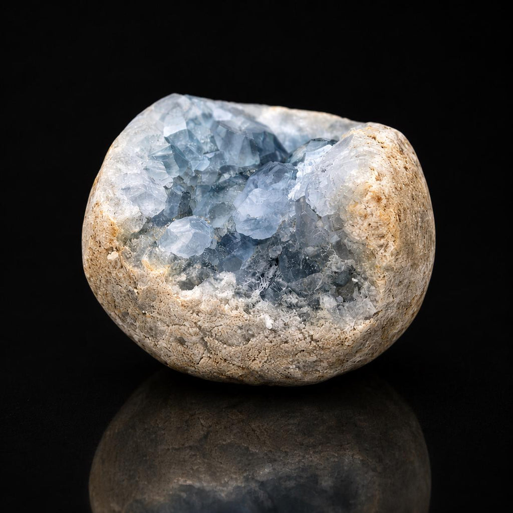 Blue Celestite Geode – Natural Celestite Crystal Cluster Display Piece
