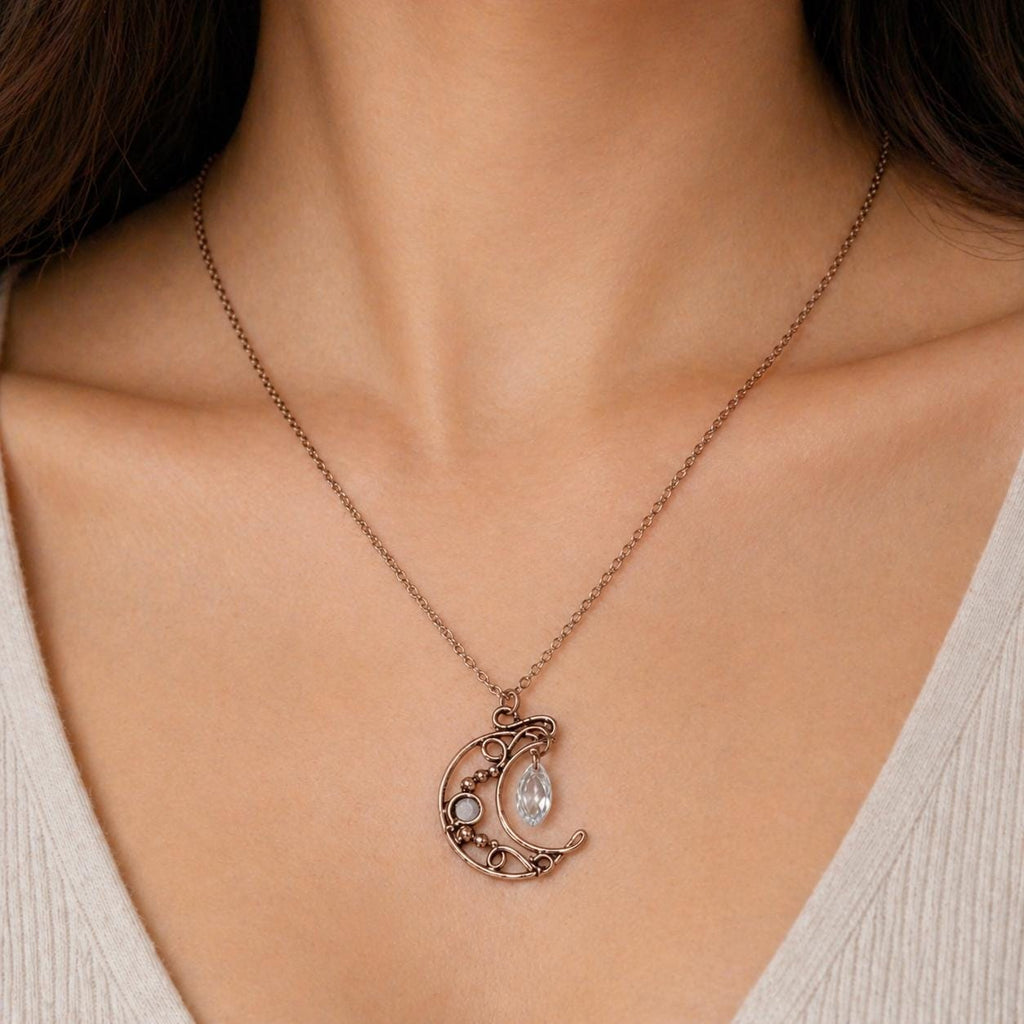 Copper Crescent Moon Necklace