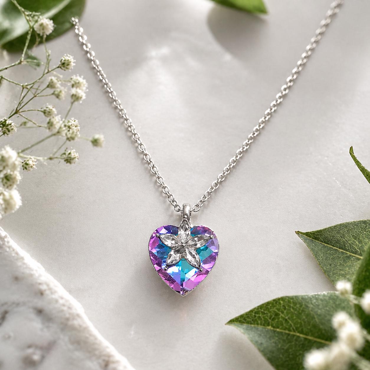 Aurora Crystal Heart Necklace