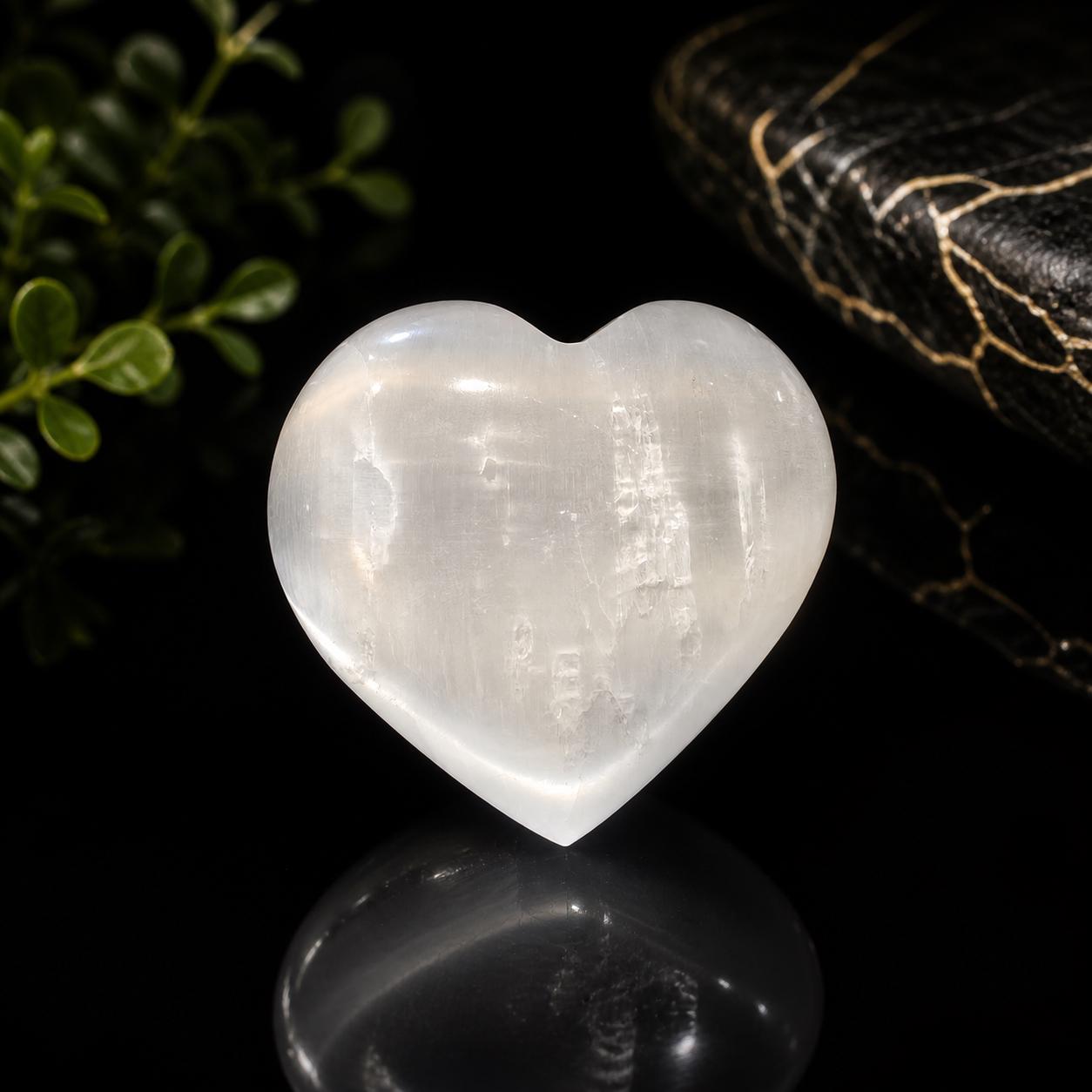 Selenite Heart – White Crystal Heart Cleansing Stone