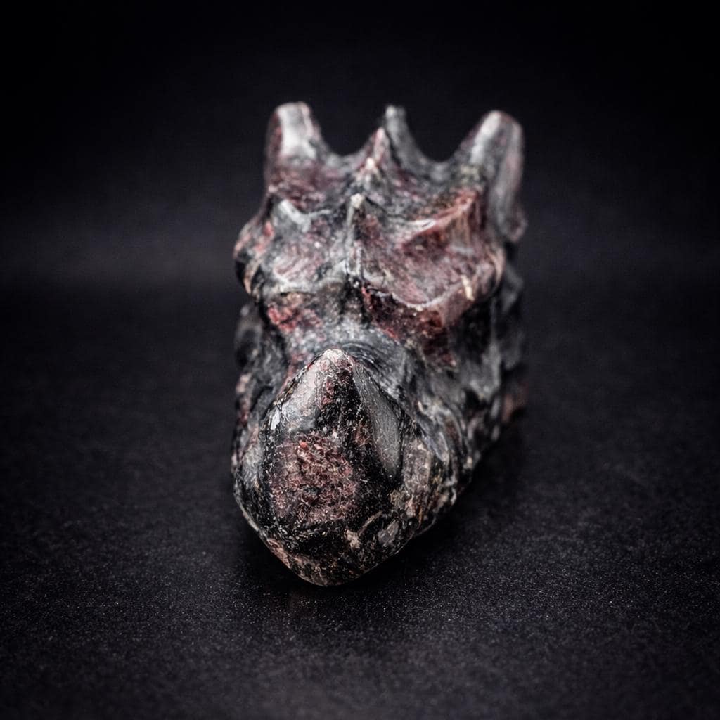 Garnet in Quartz Dragon Head Carving