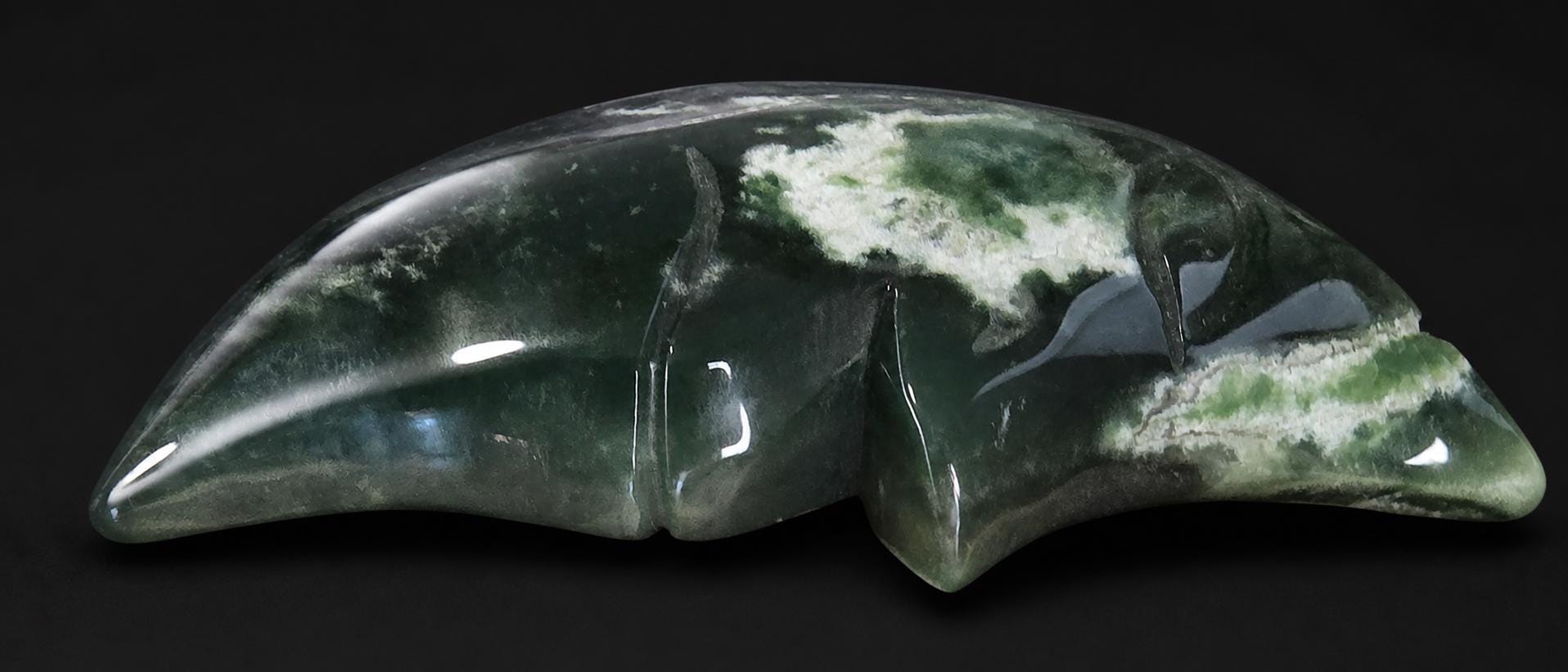 Moss Agate Moon Face Carving