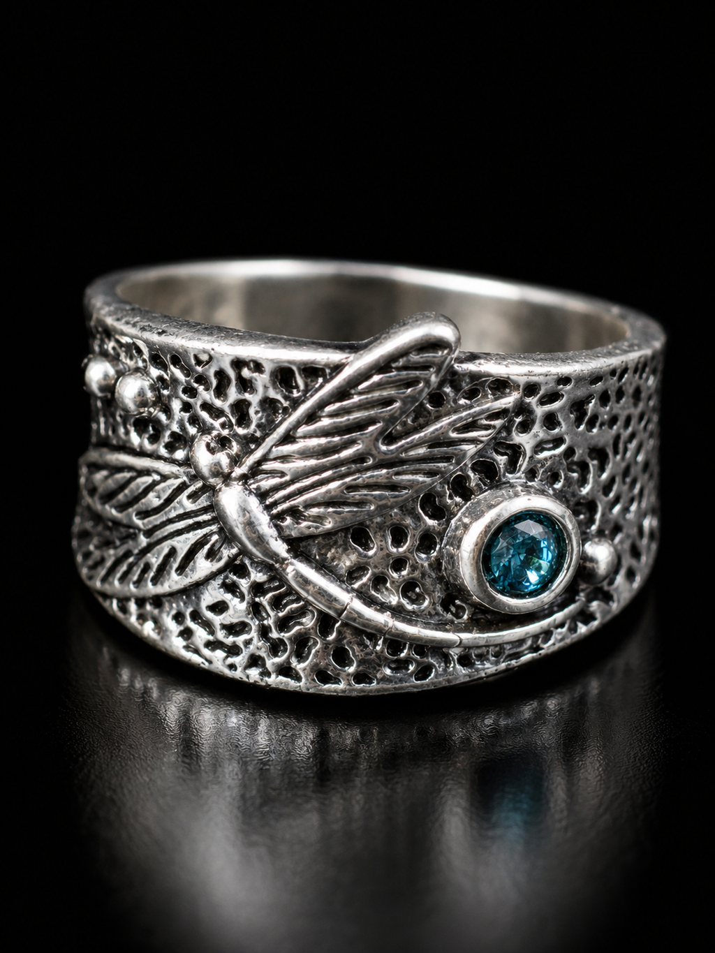 Moonlit Dragonfly Ring