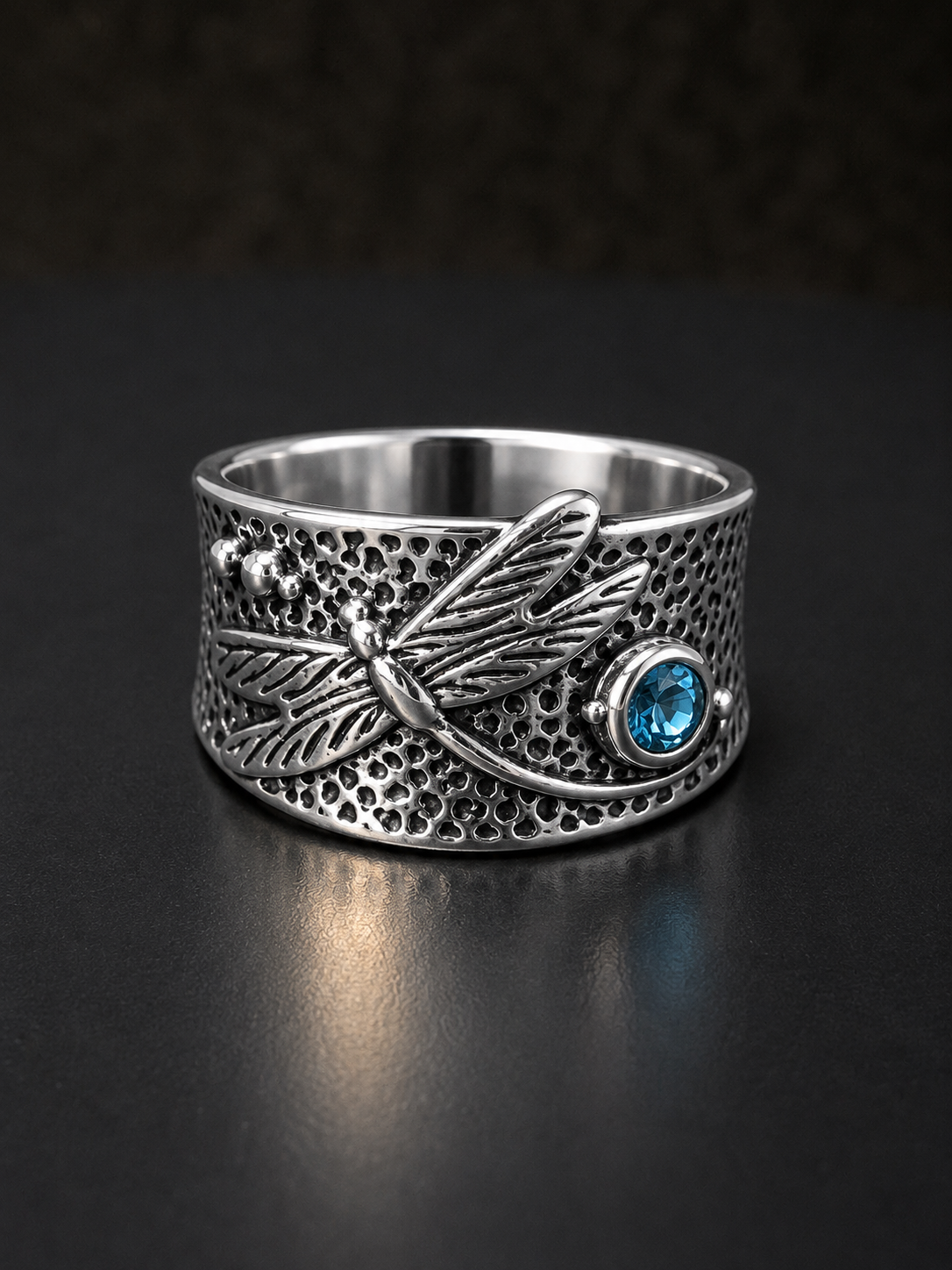 Moonlit Dragonfly Ring