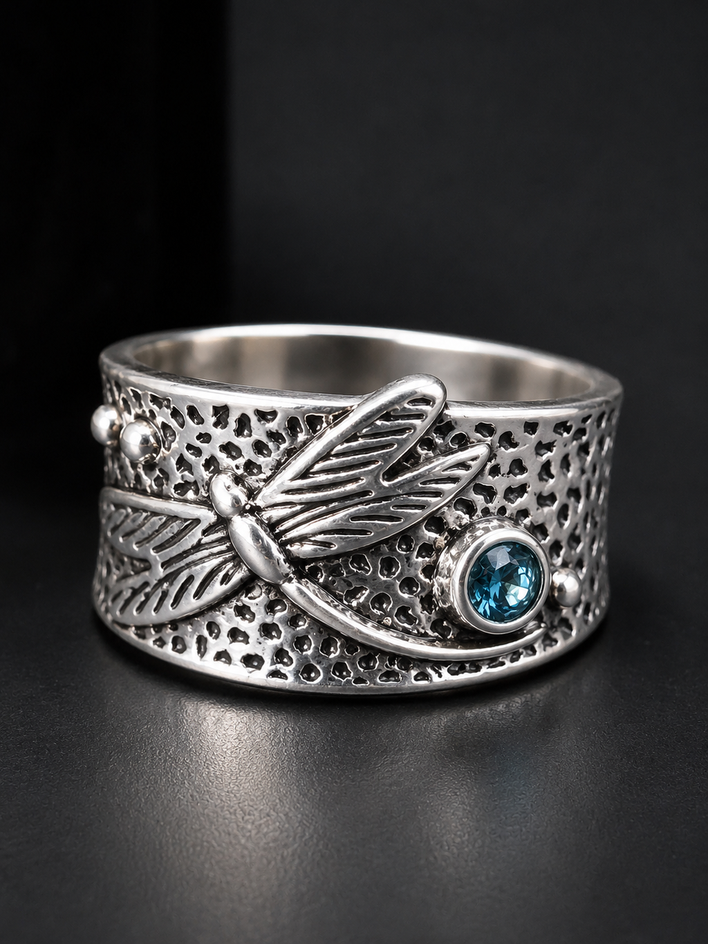 Moonlit Dragonfly Ring
