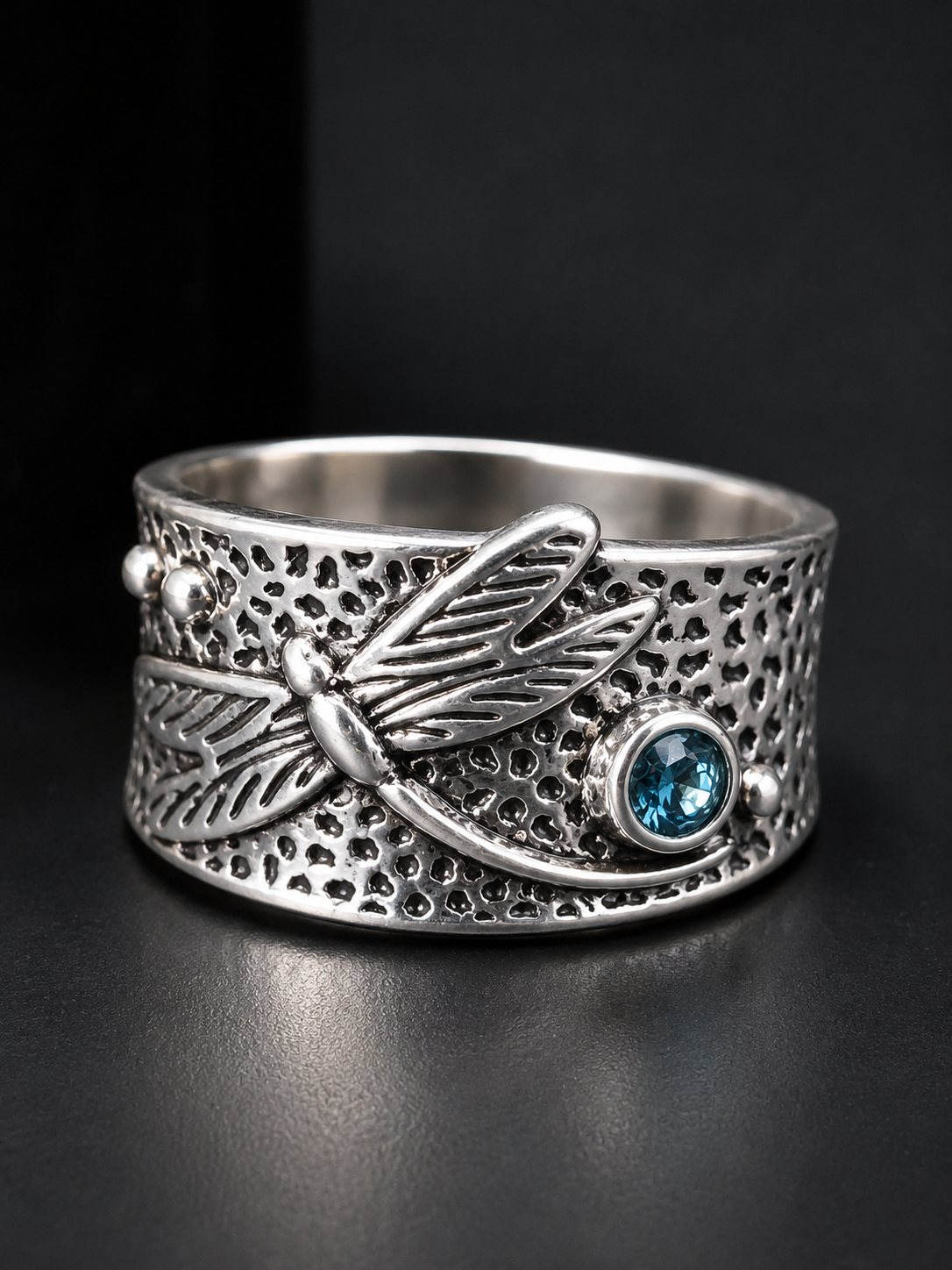 Moonlit Dragonfly Ring