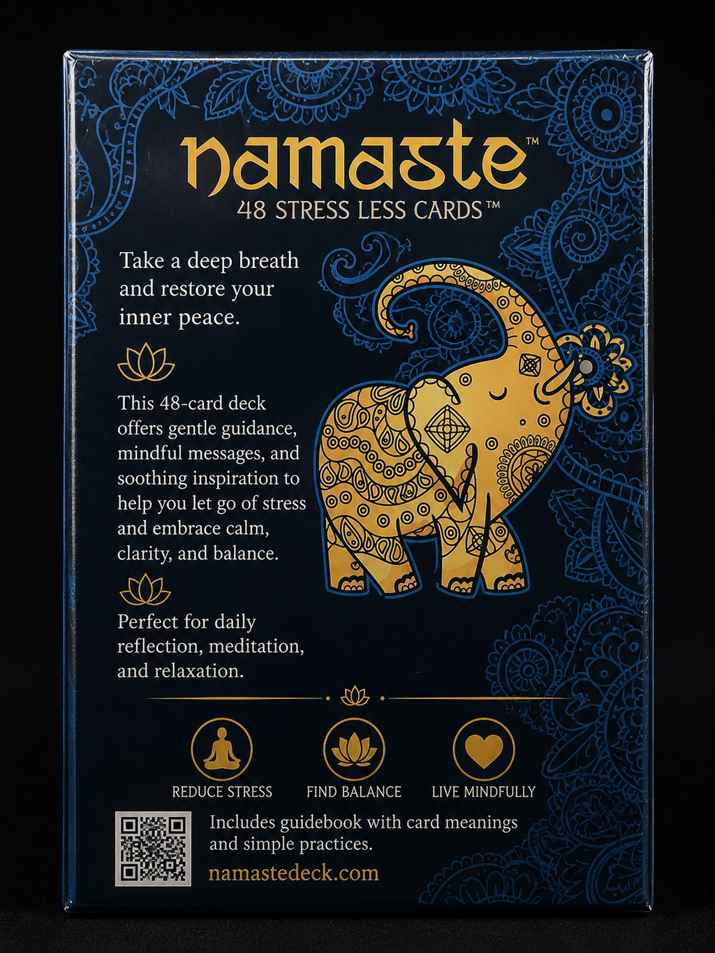Namaste Stress Less Cards – 48 Card Mindfulness, Meditation & Affirmation Deck