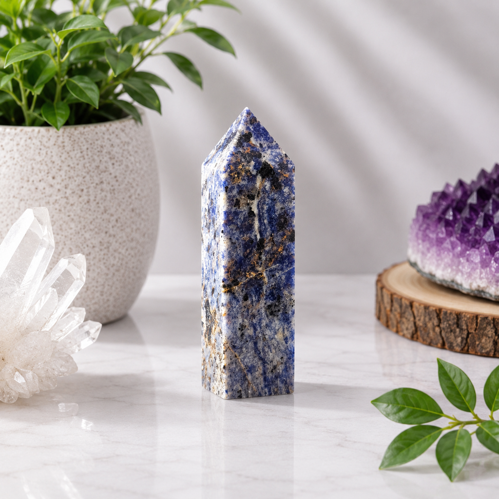 Sodalite Tower Polished Crystal Point