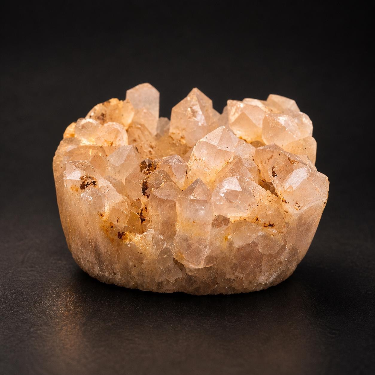 Golden Healer Quartz Round Cluster – Peach Golden Crystal Display Piece