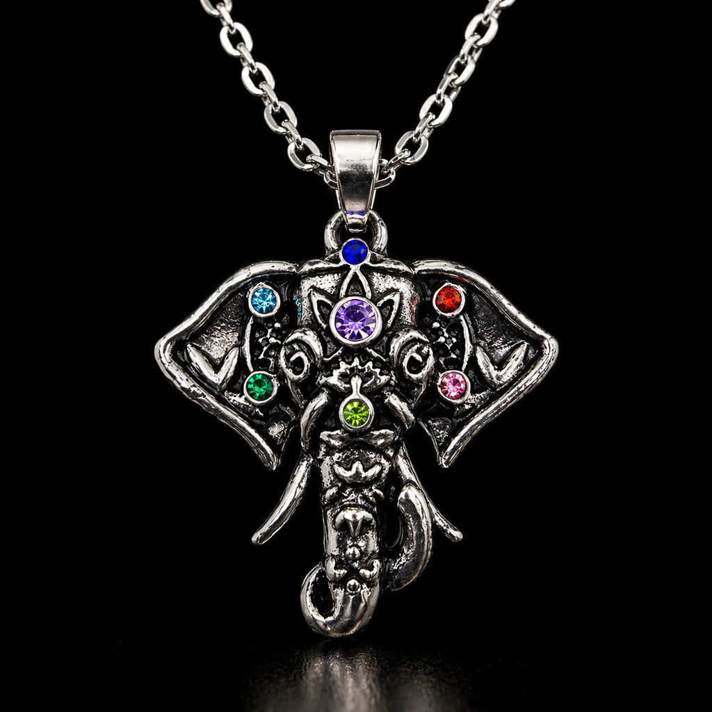 Seven Chakra Elephant Necklace
