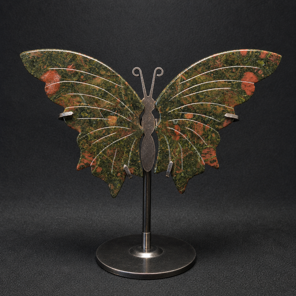 Bloodstone Butterfly Carving on Stand