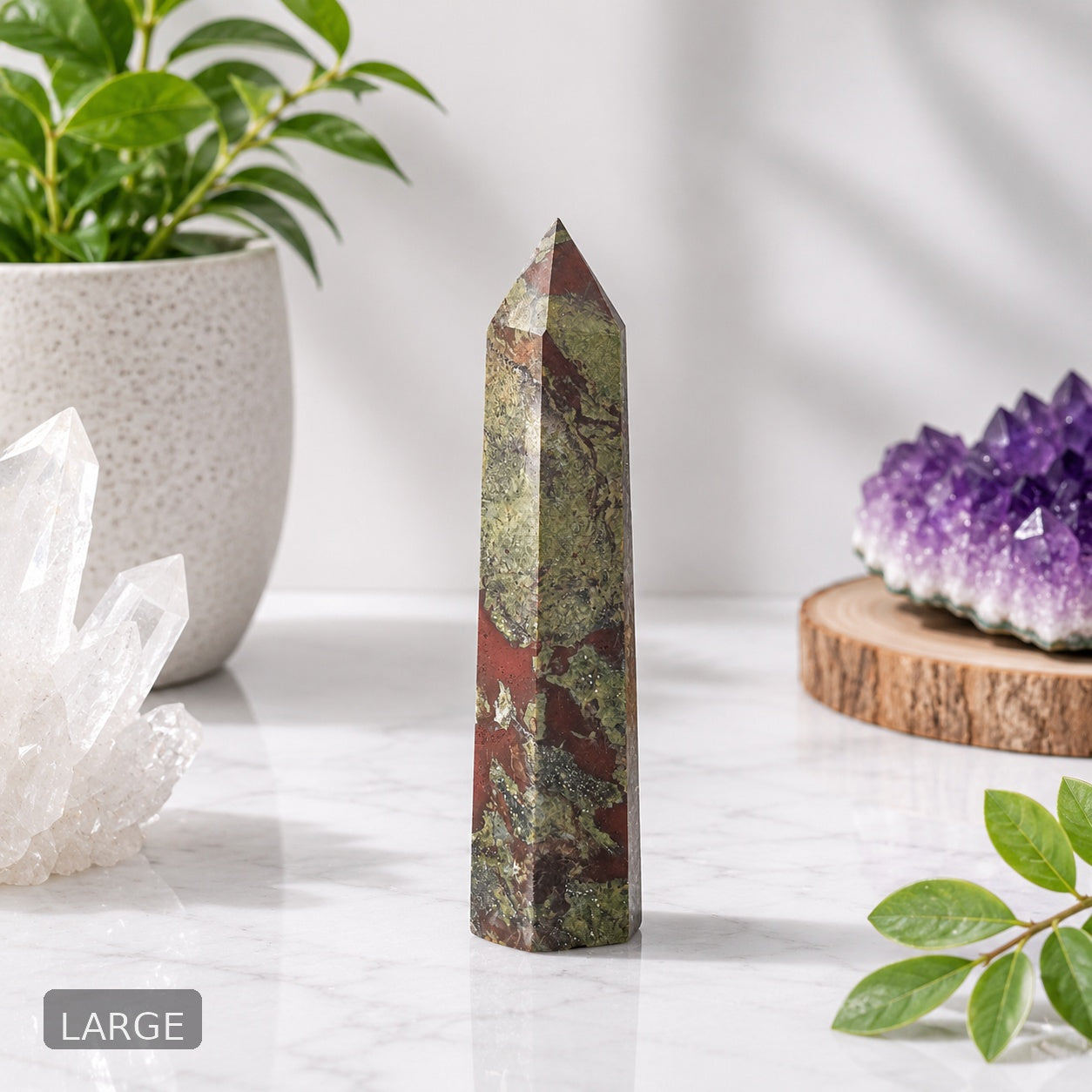 Dragon Blood Jasper Tower – Red Green Polished Crystal Point