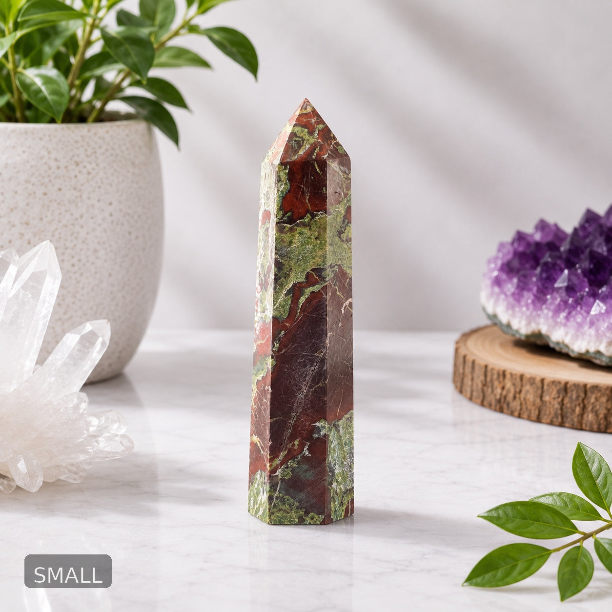Dragon Blood Jasper Tower – Red Green Polished Crystal Point
