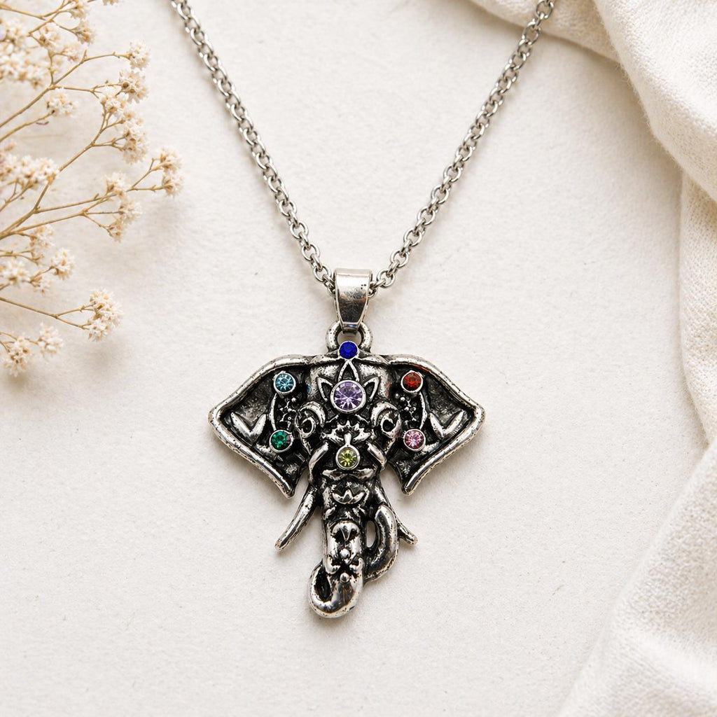 Seven Chakra Elephant Necklace