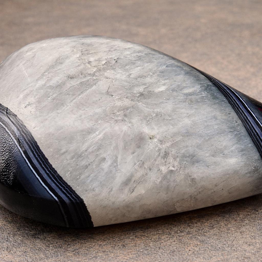 Black Banded Agate with Quartz Flame