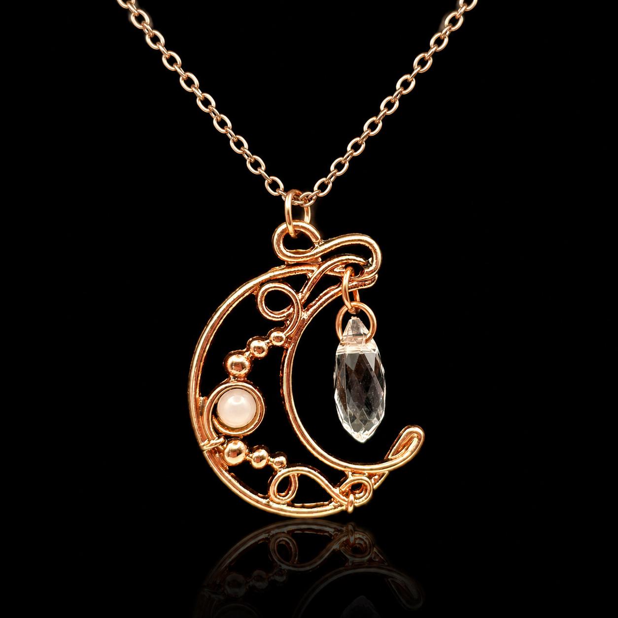 Copper Crescent Moon Necklace