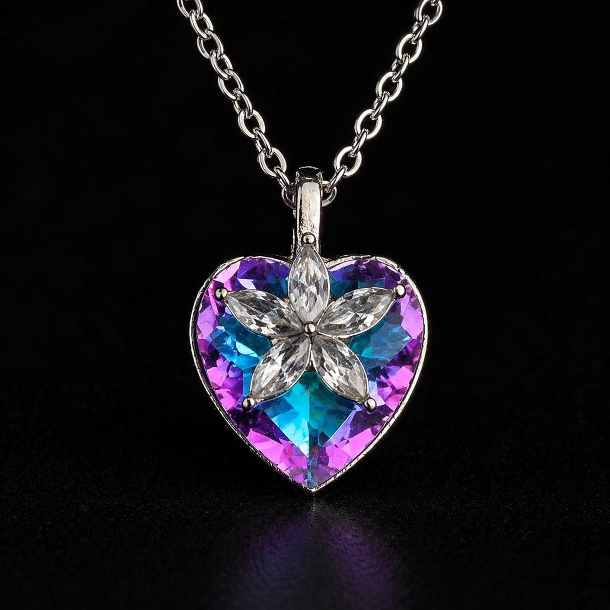 Aurora Crystal Heart Necklace